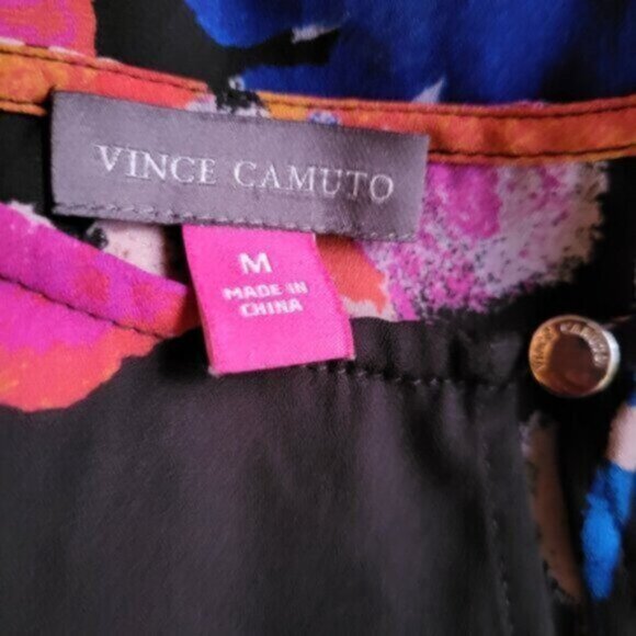Vince Camuto Colorful Floral Print Chiffon Blouse Size Medium - Picture 5 of 10